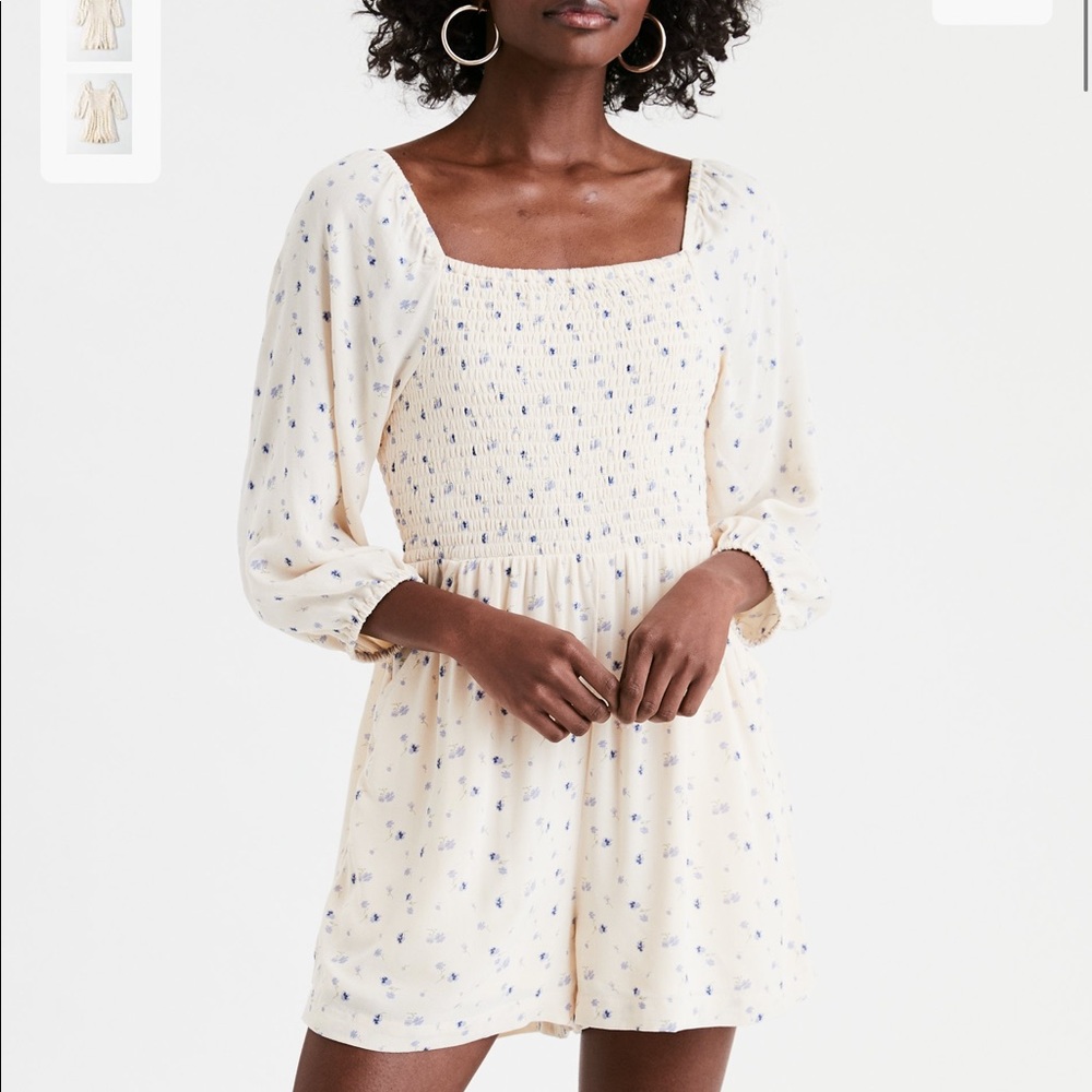 NWT AE Long Sleeve Smocked Romper XL